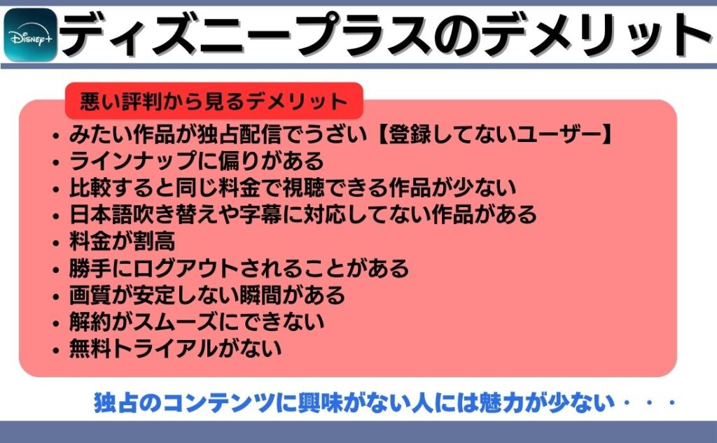ディズニープラス デメリット