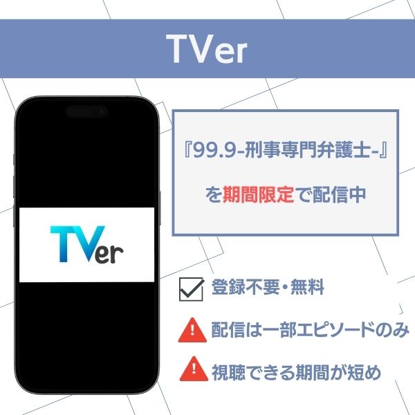 99.9-刑事専門弁護士- Tver配信状況