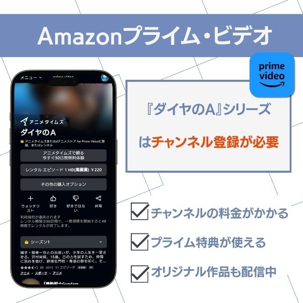 ダイヤのA 配信 Amazon prime・ビデオ