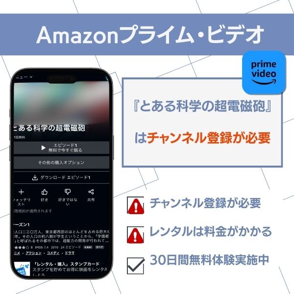とある科学の超電磁砲 配信 Amazonプライム・ビデオ