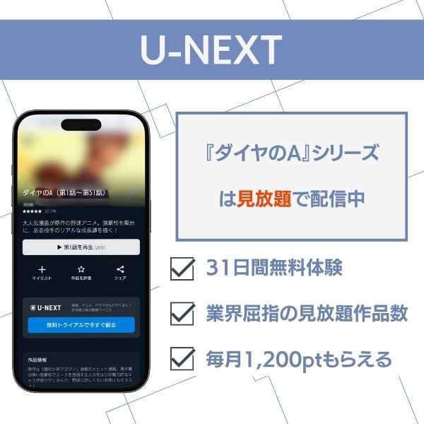 ダイヤのA 配信 U-NEXT
