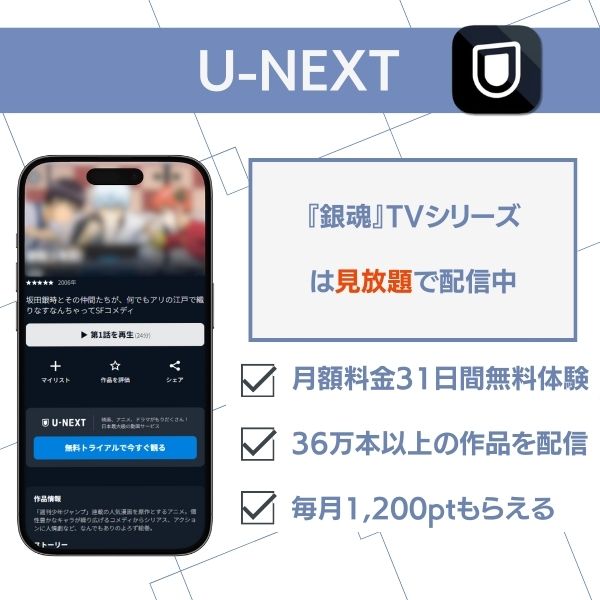銀魂 アニメ 全話 どこで見れる U-NEXT