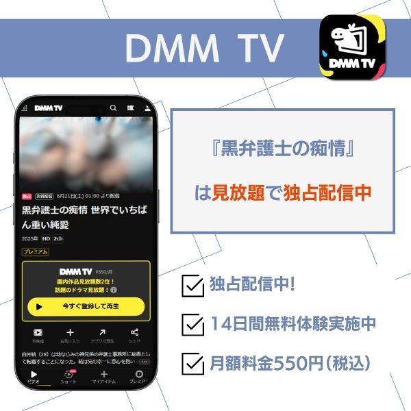 黒弁護士の痴情 DMM TV 配信状況