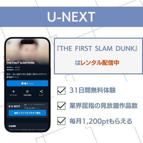 スラムダンク 映画 配信　U-NEXT