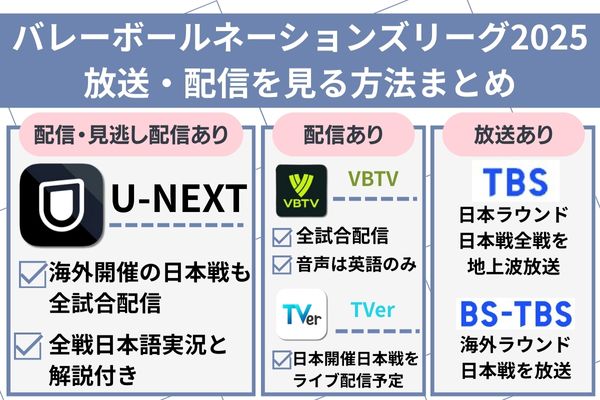 VNL放送・配信まとめ