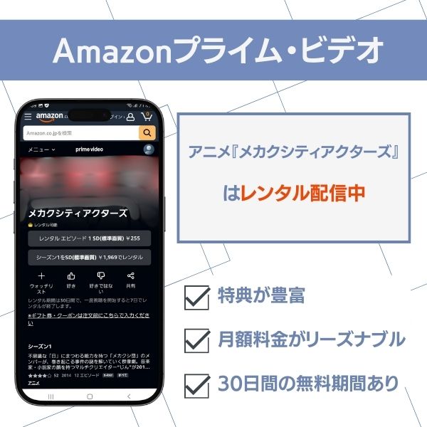 メカクシティアクターズ Amazonプライム・ビデオ 配信状況