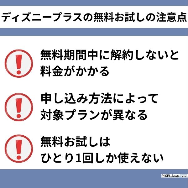 ディズニープラスの無料お試しの注意点まとめ