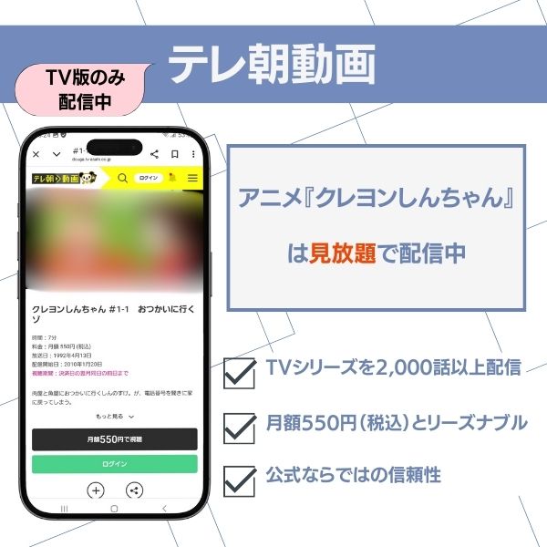 クレヨンしんちゃん テレ朝動画 ぶりぶりクラブ 配信状況