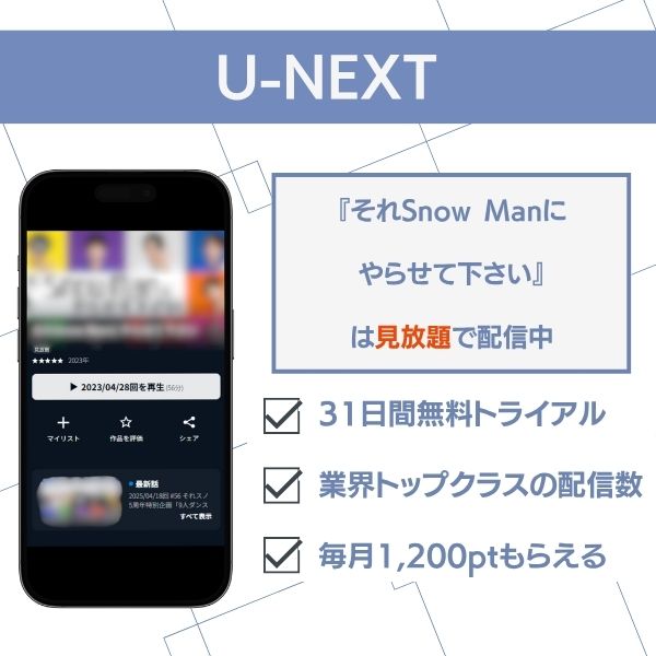 それSnow Manにやらせて下さい 配信 U-NEXT