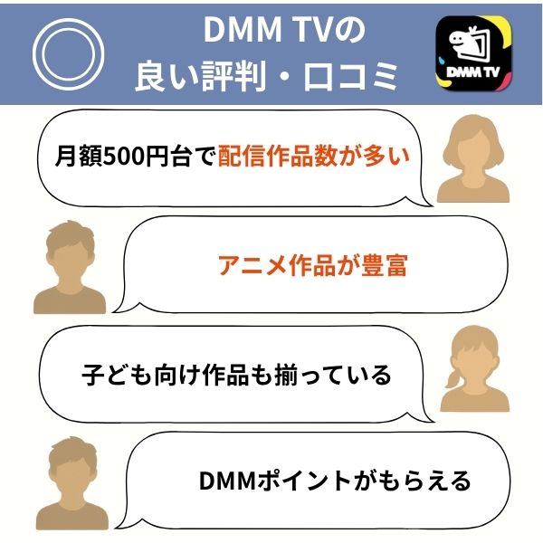 DMM TVの良い評判や口コミ