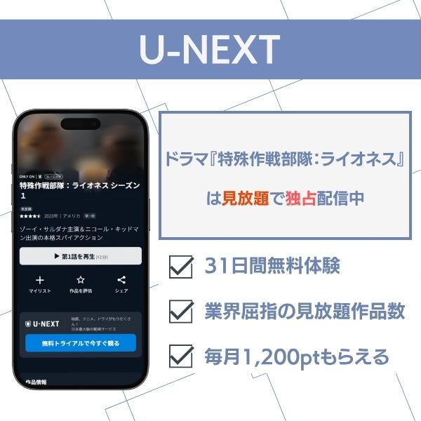 特殊作戦部隊 ライオネス 配信状況　U-NEXT