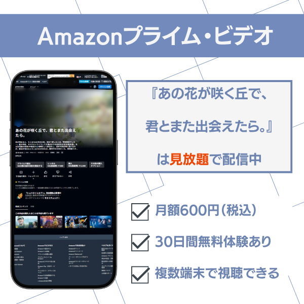 あの花が咲く丘で、君とまた出会えたら 配信 Amazonプライム・ビデオ