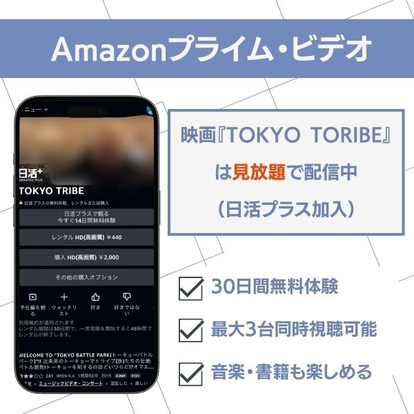 TOKYO TRIBE 配信 Amazonプライム・ビデオ