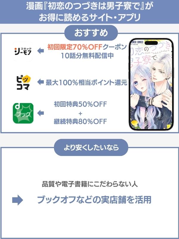 漫画『初恋のつづきは男子寮で』お得に読めるサービス案内