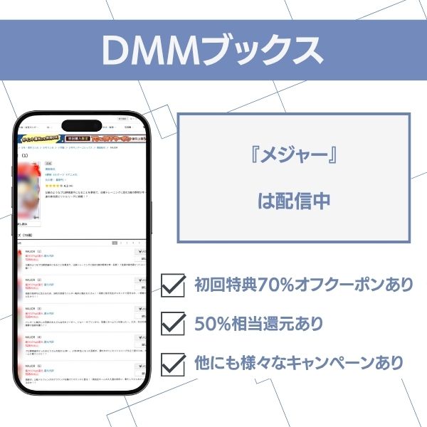 漫画メジャーのDMMブックスでの配信状況