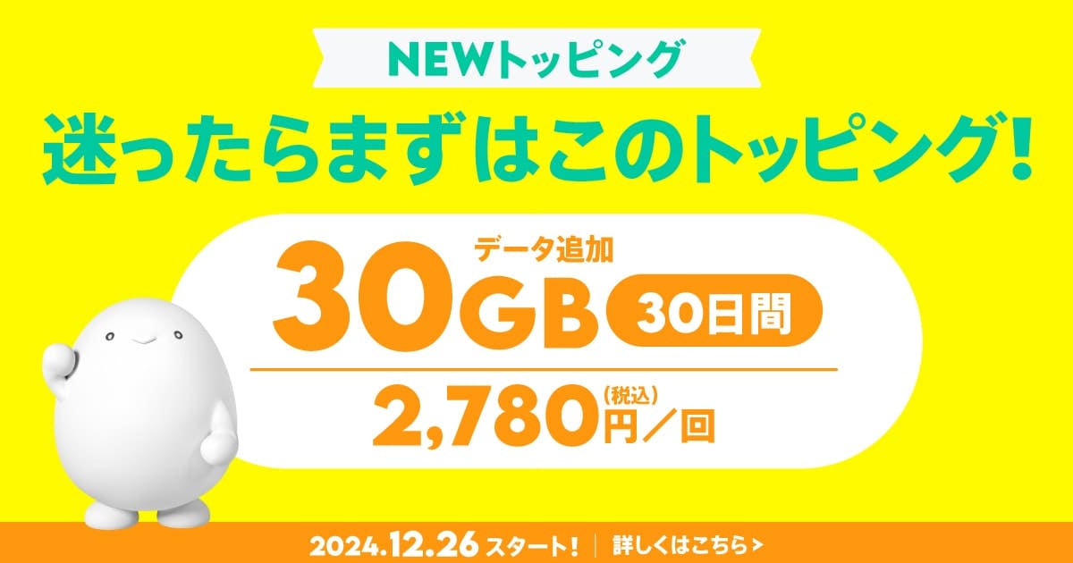 povo2.0　トッピング