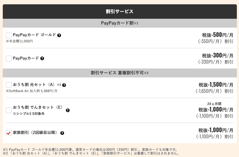 ワイモバイルの割引
